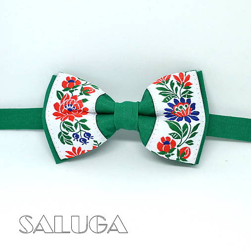 Pánske doplnky - Folklórny pánsky zelený motýlik - folkový - ľudový - 17677585_