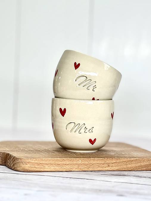Love - set pohárikov cappuccino Mr, Mrs Love Limited (200ml, bez uška)