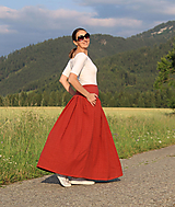 Sukne - Mušelínová sukňa "tehlová madeira" veľ. M-L - 17675266_