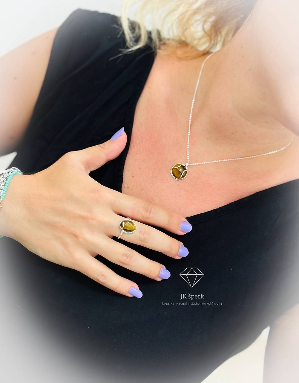 Strieborná 925/1000 súprava s tigrím okom