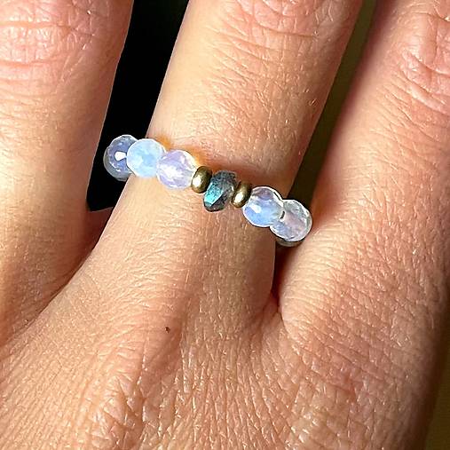 Elastic Opalite Labradorite Ring / Elastický prsteň opalit, labradorit E006