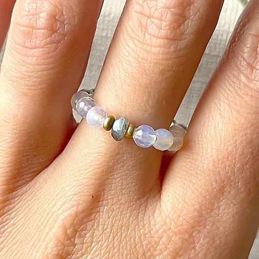 Elastic Opalite Labradorite Ring / Elastický prsteň opalit, labradorit E006