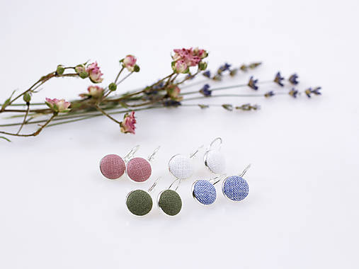 Originálne ľanové náušnice – minimalistický handmade šperk v rôznych farbách