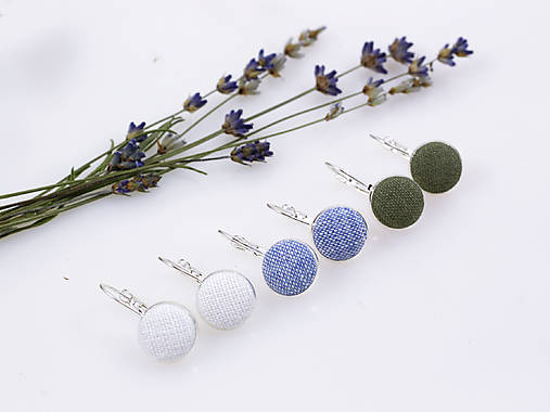 Minimalistické ľanové náušnice – set 3 alebo 4 párov v darčekovej krabičke