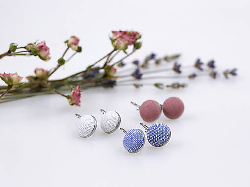 Minimalistické ľanové náušnice – set 3 alebo 4 párov v darčekovej krabičke