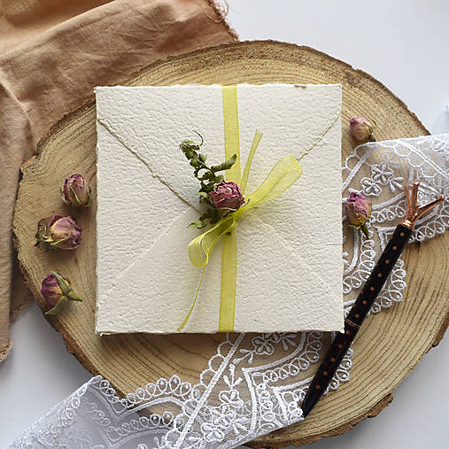 Papiernictvo - Obálka z ručného papiera- Maslová - 17678956_