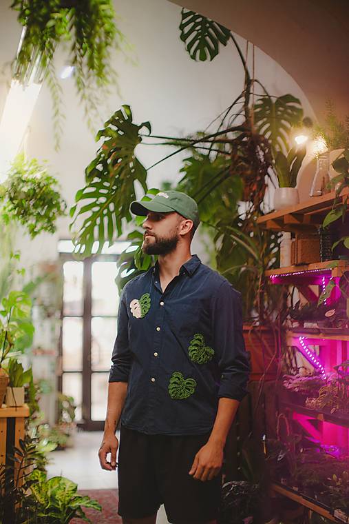 Blúzky a košele - MONSTERA RUSH upcyklovaná košeľa - 17679362_