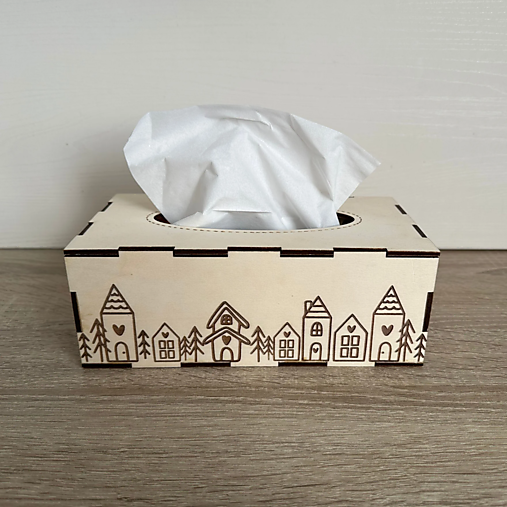Úložné priestory & Organizácia - Drevený box na servítky "domov" - 17678114_