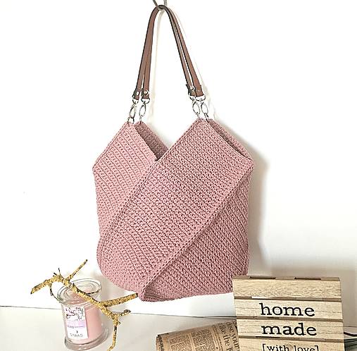 Kabelky - Háčkovaná shopperka Staroružová  Oeko-Tex® - 17680104_