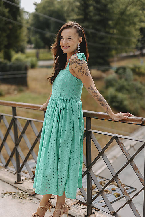 Šaty - Madeirove šaty "Aurela romantika" - tyrkys - 17679847_