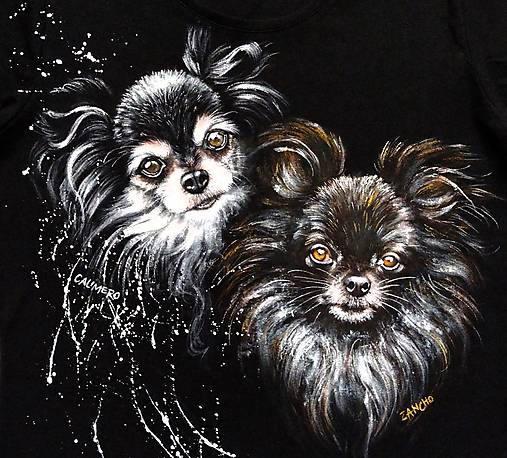 Topy, tričká, tielka - Čivavy - maľované tričko - 17683095_