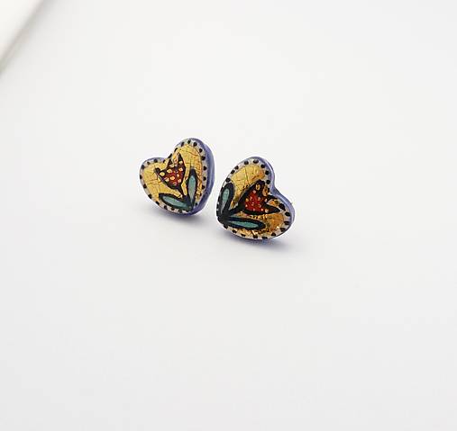 Náušnice - TANA hand made jewellery - keramika/zlato - 17682875_