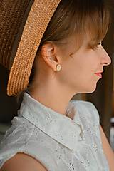 Náušnice - Ľanové náušnice (krémová) - Gold plating (Náušnice - krémový ľan) - 17683152_