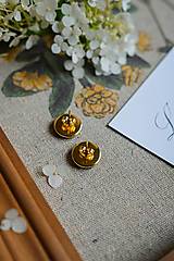 Náušnice - Ľanové náušnice (krémová) - Gold plating (Náušnice - krémový ľan) - 17683190_