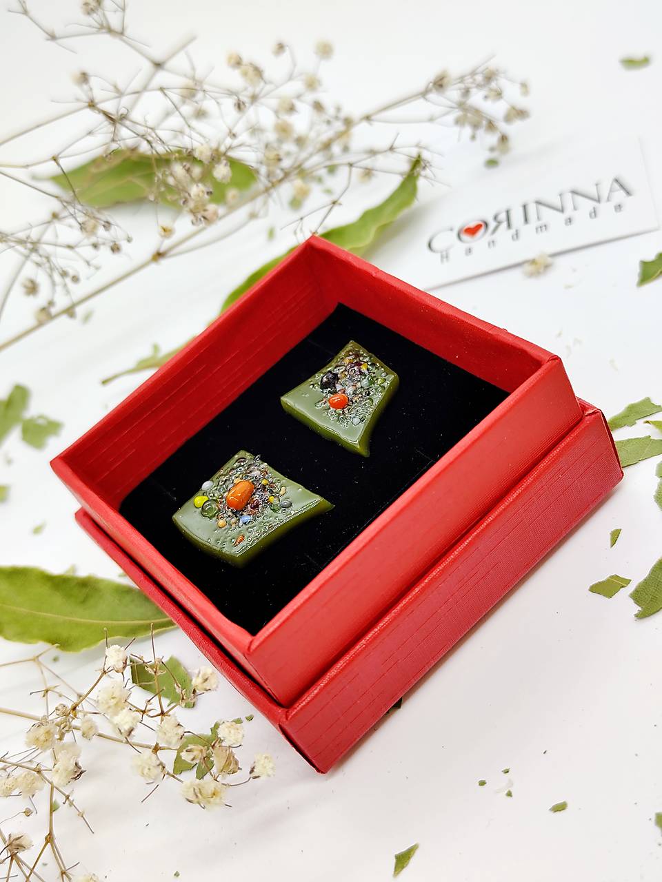 Sklenené asymetrické náušnice "Marcela"