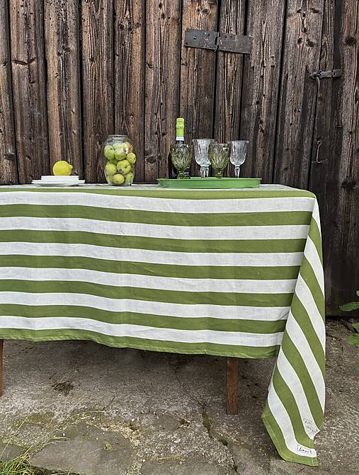 Úžitkový textil - Ľanový obrus - ,,Limete" - 17682728_