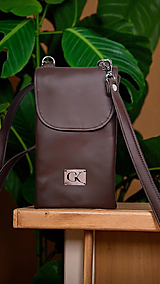 Kabelky - Minibag na mobil hnedý - 17682294_