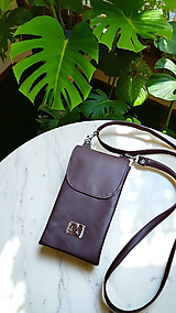 Kabelky - Minibag na mobil hnedý - 17682295_