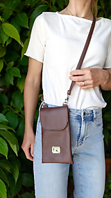 Kabelky - Minibag na mobil hnedý - 17682296_