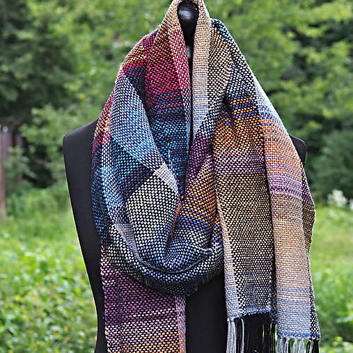 Šály a nákrčníky - RUČNĚ TKANÝ ŠÁL - PLÉD - MARIKA - 17685359_