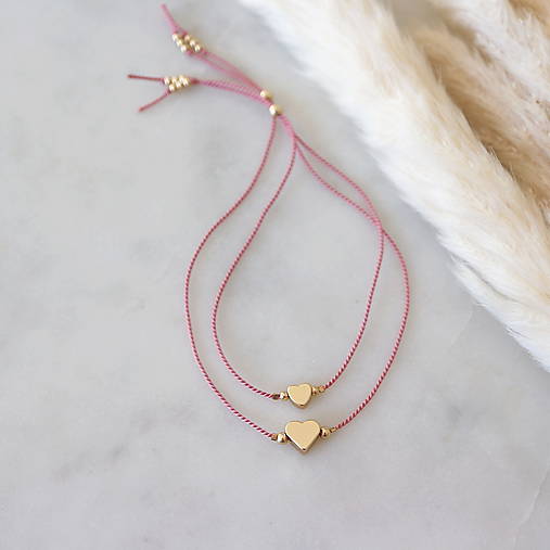 Náramky - Set náramkov so srdiečky pre mamičku a dcéru (gold filled) - 17684832_