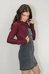 Svetre a kardigány - Bordové bavlnené asymetrické bolero - 17688198_