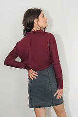 Svetre a kardigány - Bordové bavlnené asymetrické bolero - 17688199_