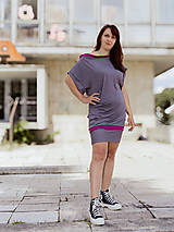 Šaty - Šedo-fialové voľné šaty - 17688241_