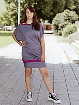 Šaty - Šedo-fialové voľné šaty - 17688242_