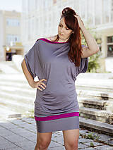 Šaty - Šedo-fialové voľné šaty - 17688244_