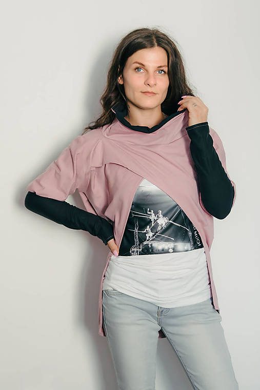 Mikiny - Ľevandulová asymetrická bolero-mikina s kapucňou - 17688211_