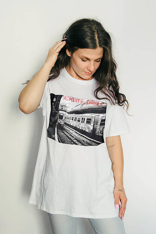 Topy, tričká, tielka - Biele tričko COLLECT MOMENTS, NOT THINGS - 17688291_