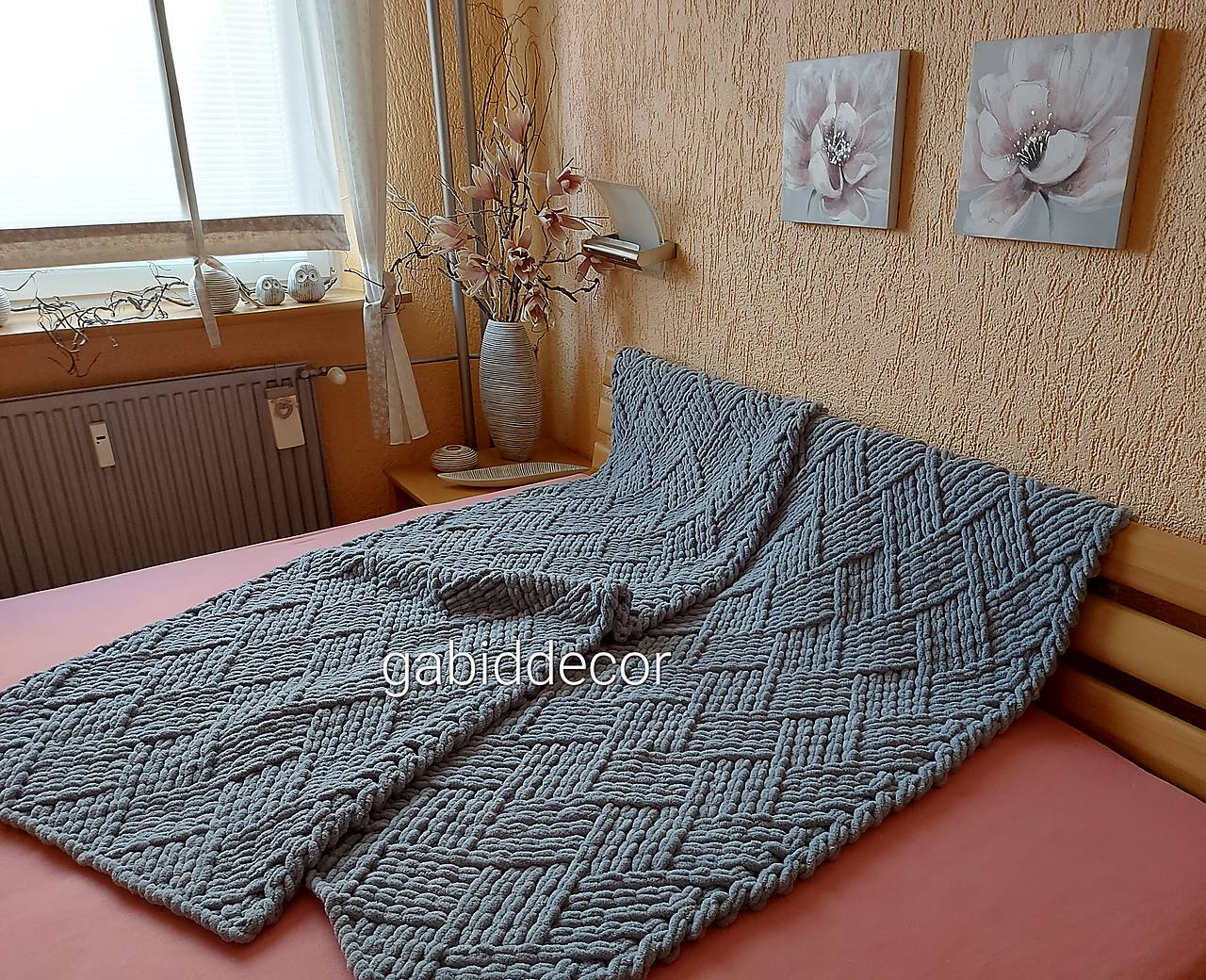 Jemnučká a ľahká deka z priadze alize puffy - stredne béžová/bledo hnedá (Deka/prehoz, rozmery cca (80 x 180) cm, farba šedá č. 428)
