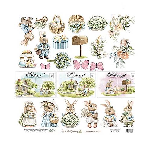 Papier - Scrapbook papier 12x12  Cute Bunnies dodatkový - 17688674_