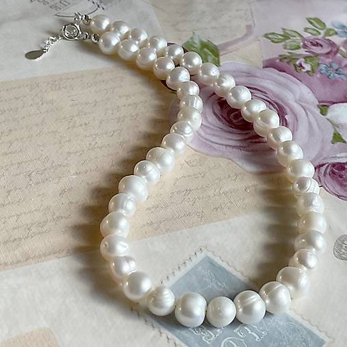 Freshwater Pearls Necklace AG925 / Náhrdelník z oválnych sladkovodných perál E005