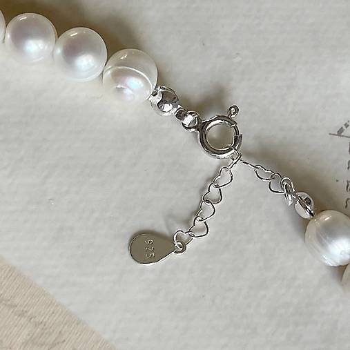 Freshwater Pearls Necklace AG925 / Náhrdelník z oválnych sladkovodných perál E005