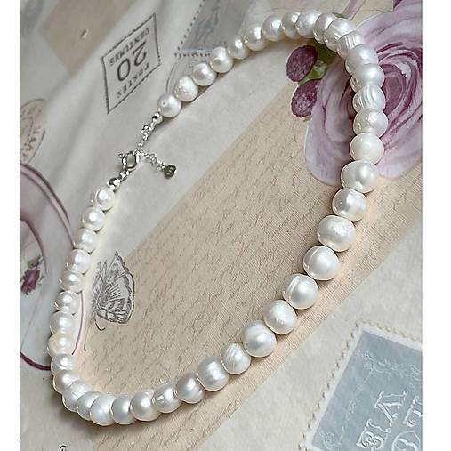 Freshwater Pearls Necklace AG925 / Náhrdelník z oválnych sladkovodných perál E005