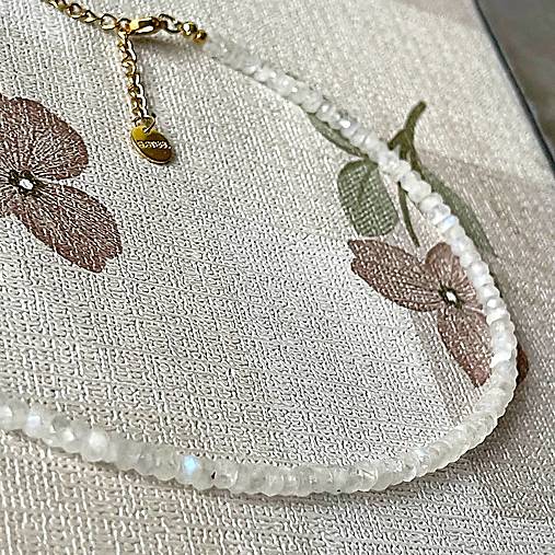 Luxury Moonstone Necklace Stainless Steel / Náhrdelník mesačný kameň, oceľ, E005