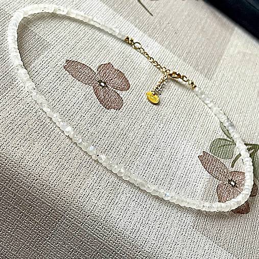 Luxury Moonstone Necklace Stainless Steel / Náhrdelník mesačný kameň, oceľ, E005