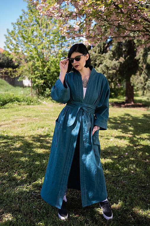 Kimoná - Ľanove kimono  (Prešivané 140) - 17690153_