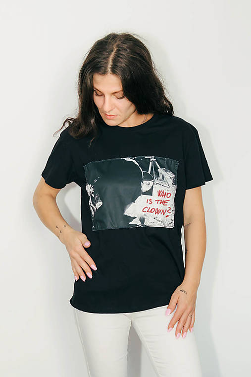 Topy, tričká, tielka - Čierne tričko WHO IS THE CLOWN? - 17688555_