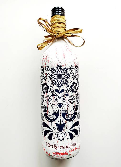 Nádoby - Víno v dekorovanej flaši, motív Všetko najlepšie - 17689482_