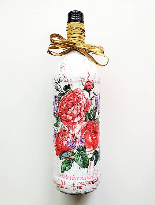 Nádoby - Víno v dekorovanej flaši, motív Všetko najlepšie - 17689483_