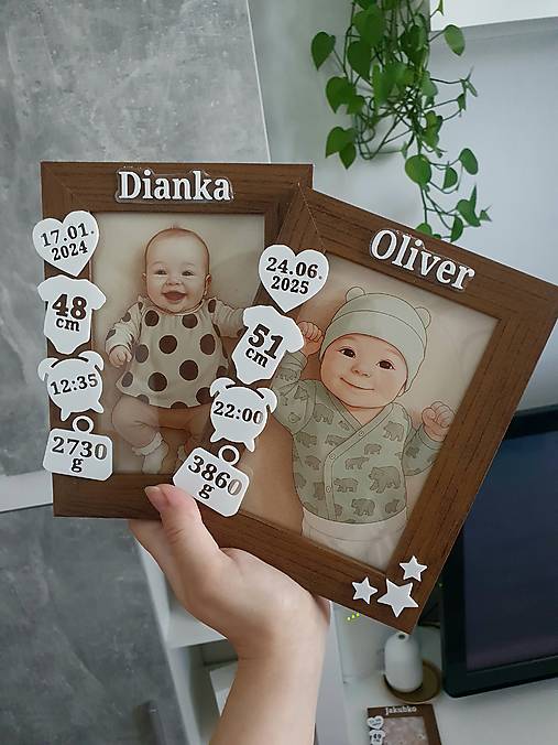 Rámiky - Personalizovaný fotorámik s mierami dieťatka - 17693011_