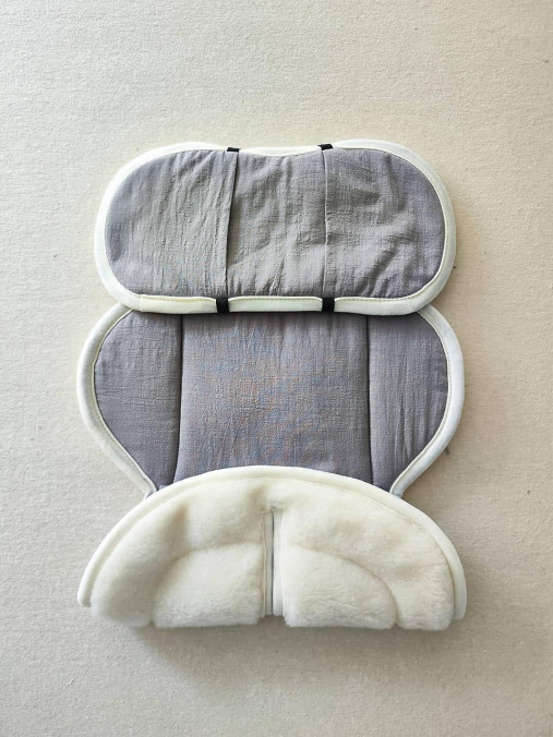 Detský textil - VLNIENKA podložka do autosedačky Cybex Aton 5 novorodenec 100% Merino TOP SUPER WASH Natural 100% ľan Šedý betón - 17693824_