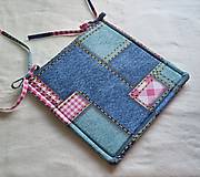 Detský textil - Podsedák na školskú stoličku  dievčenský (Modro-ružový) - 17694588_