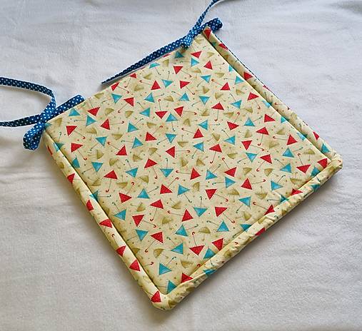 Detský textil - Podsedák na školskú stoličku  dievčenský (Dáždničky + bodky na tyrkysovej) - 17694563_