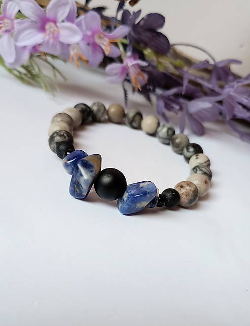 Pánske šperky - Náramok/ sodalit,jaspis,ónyx - 17694202_