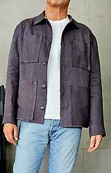 Bundy a kabáty - Ľanová overshirt STEEL - unisex - 17693513_