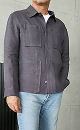Bundy a kabáty - Ľanová overshirt STEEL - unisex - 17693516_